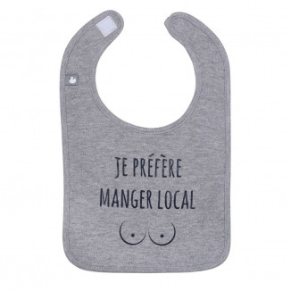 Bavoir "Je Préfère manger local" BB&CO Gris