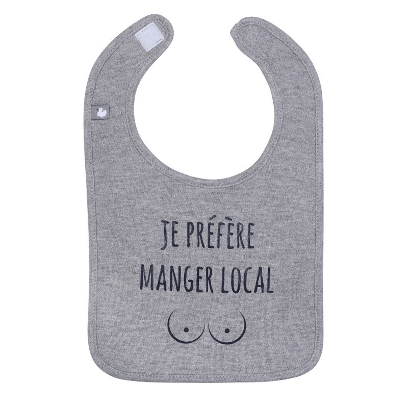 Bavoir "Je Préfère manger local" BB&CO Gris