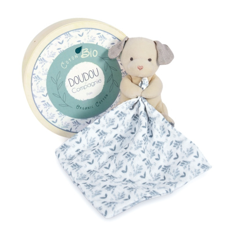 Chien avec doudou bleu 15cm DOUDOU&COMPAGNIE Botanic