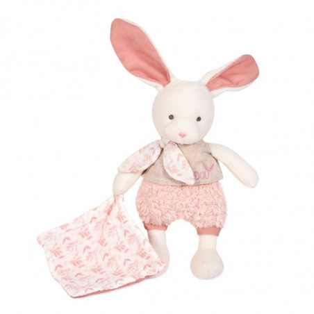 Pantin-lapin avec doudou rose 22cm DOUDOU&COMPAGNIE Botanic