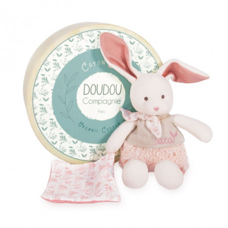 Pantin-lapin avec doudou rose 22cm DOUDOU&COMPAGNIE Botanic