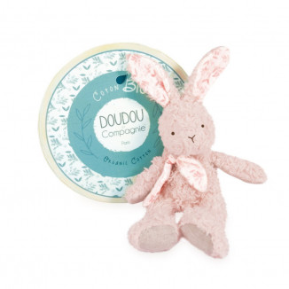 Peluche-lapin rose en coton bio 25 cm DOUDOU&COMPAGNIE Botanic