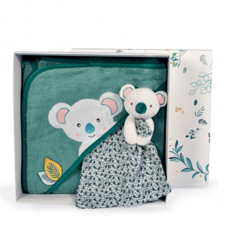 Coffret sortie de bain 80x80 + doudou DOUDOU&COMPAGNIE Yoca le koala