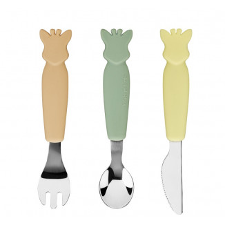 Set de 3 couverts en silicone pastel VULLI Sophie la girafe