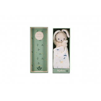 Doudou lapin Carré douceur KALOO Blanc délicat