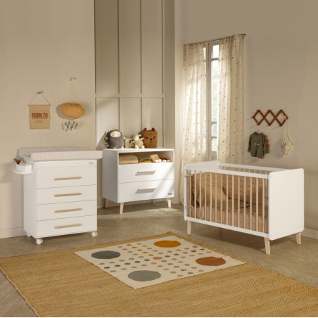 Lit bébé 120x60 Trévi MICUNA Blanc/cire naturelle