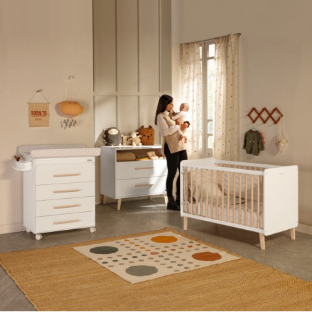 Lit bébé 120x60 Trévi MICUNA Blanc/cire naturelle