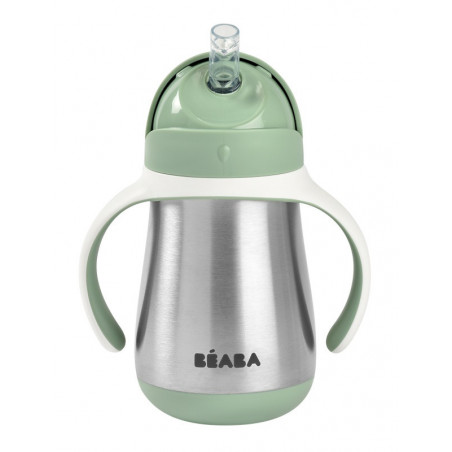 Tasse en inox avec paille 250ml BEABA Vert sauge