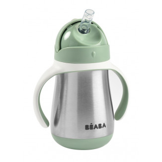 Tasse en inox avec paille 250ml BEABA Vert sauge