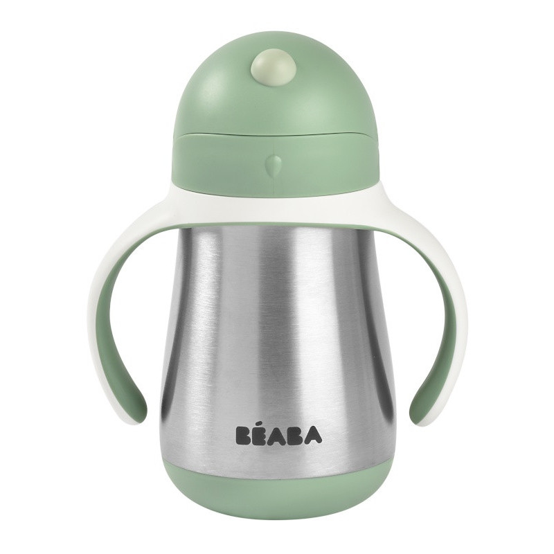 Tasse en inox avec paille 250ml BEABA Vert sauge