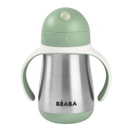 Tasse en inox avec paille 250ml BEABA Vert sauge