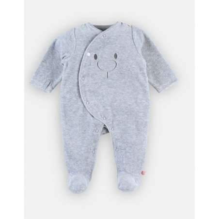 Pyjama en velours bio 6 mois Mix & Match NOUKIE'S Gris