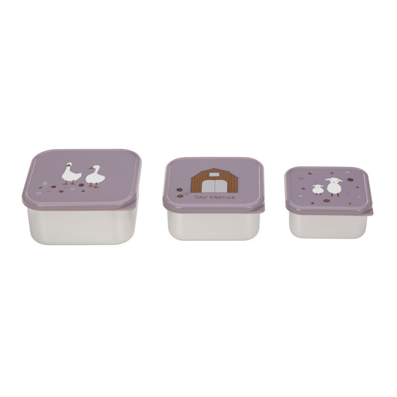 Lot de 3 boites à goûter Lilas LASSIG Tiny Farmer