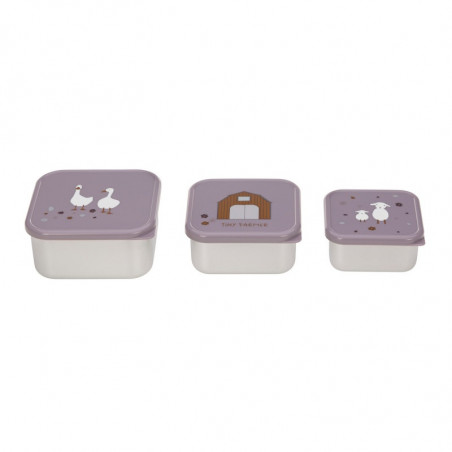 Lot de 3 boites à goûter Lilas LASSIG Tiny Farmer