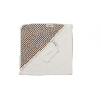 Sortie de bain + gant Pied de poule PERICLES Coffee