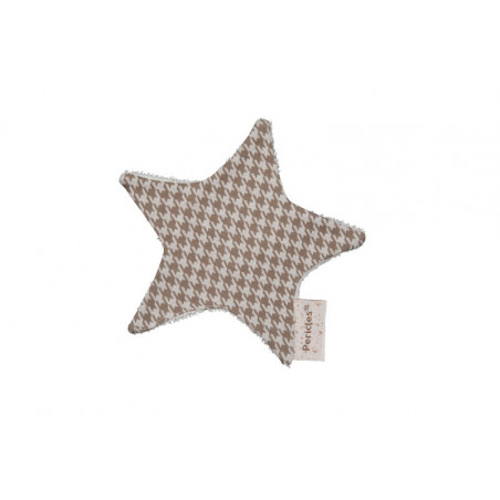 Doudou avec attache tétine Pied de poule PERICLES Coffee