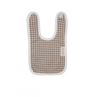 Bavoir velcro Small Pied de poule PERICLES Coffee
