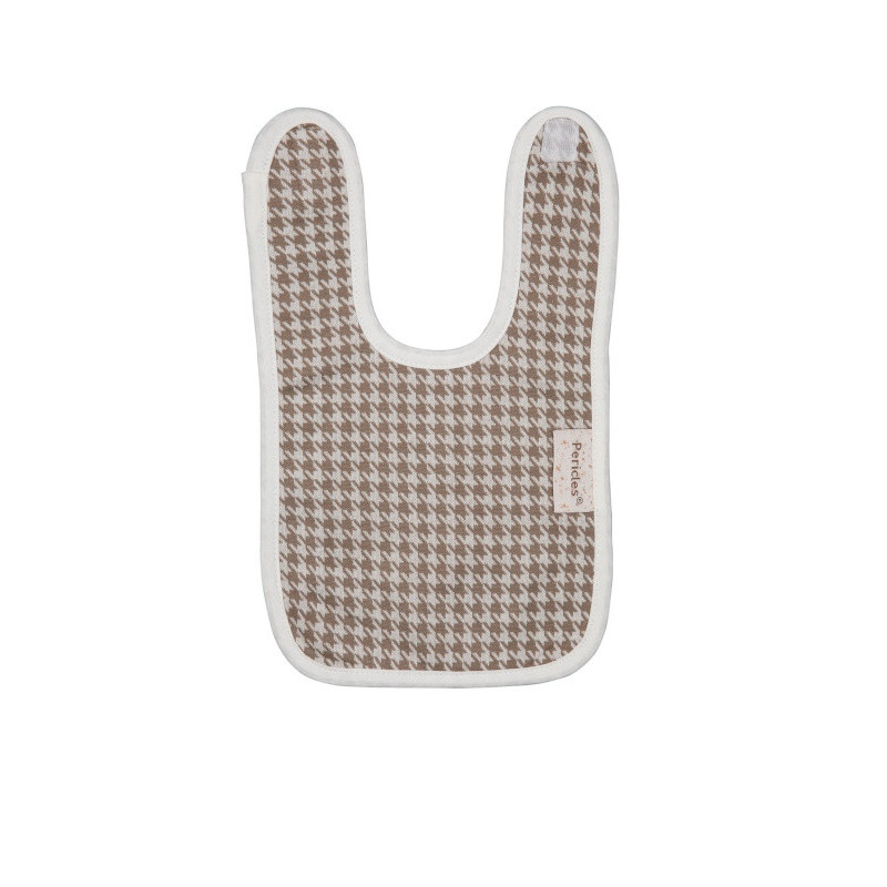 Bavoir velcro Small Pied de poule PERICLES Coffee