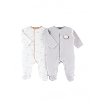 Set de 2 pyjamas en velours 0m NOUKIE'S Babou & Kendi