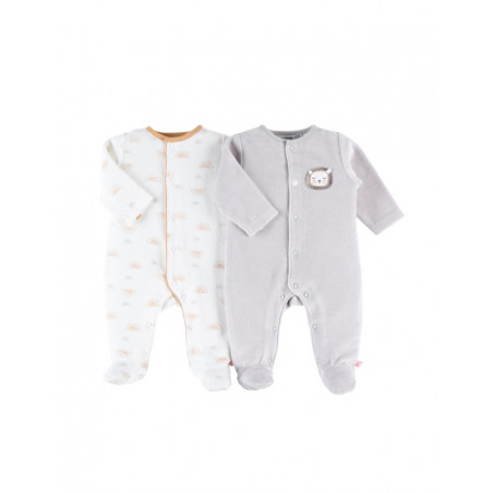 Set de 2 pyjamas en velours 0m NOUKIE'S Babou & Kendi