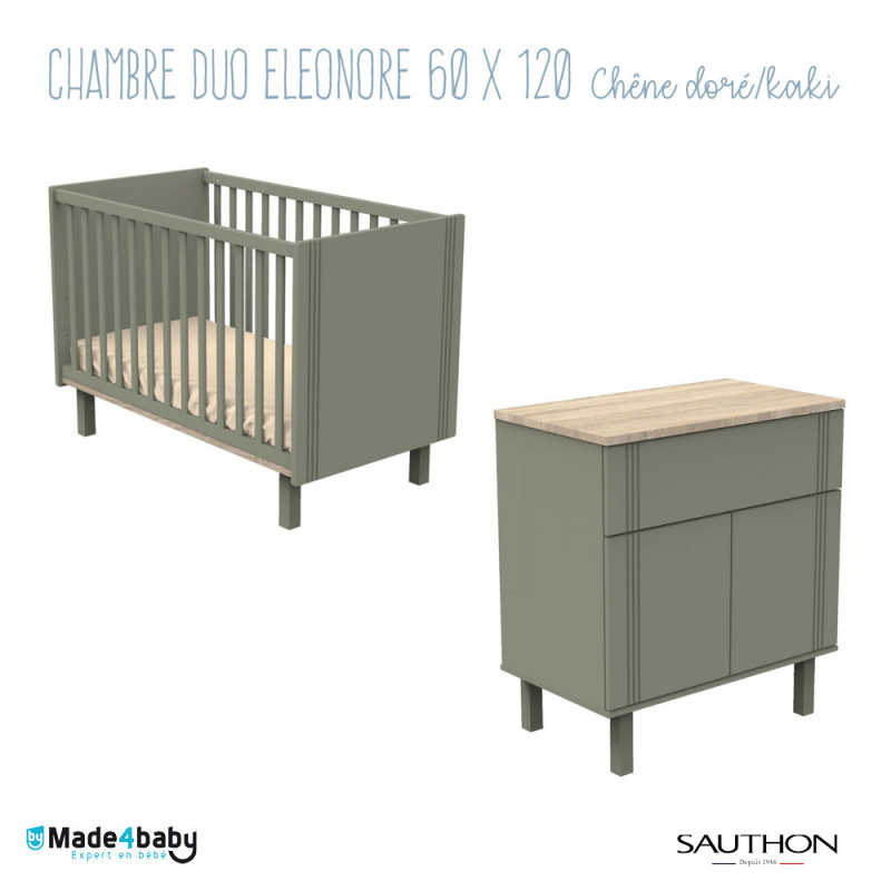 Chambre duo avec lit 60x120 SAUTHON Eléonore kaki