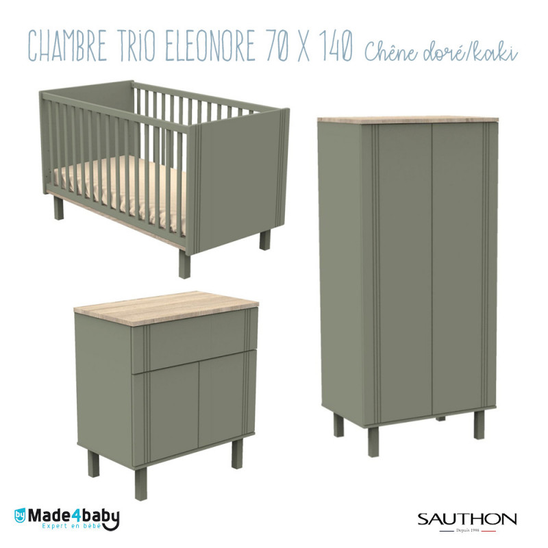 Chambre trio avec lit 70x140 SAUTHON Eléonore kaki