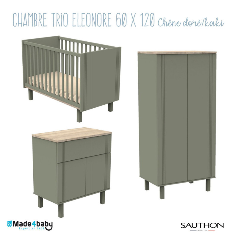 Chambre trio avec lit 60x120 SAUTHON Eléonore kaki