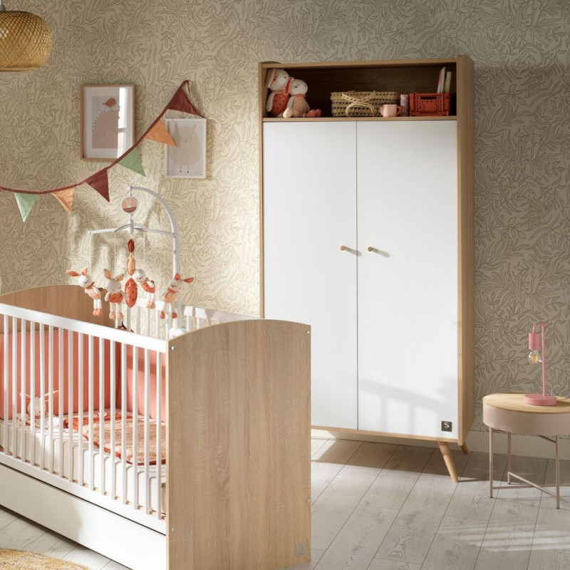 Armoire 2 portes et 1 niche SAUTHON Access Chêne doré/blanc