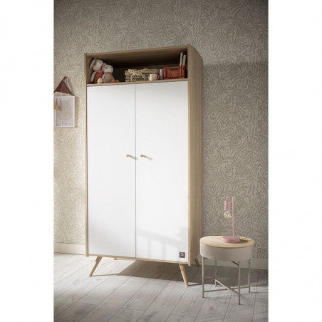 Armoire 2 portes et 1 niche SAUTHON Access Chêne doré/blanc
