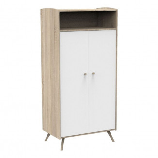 Armoire 2 portes et 1 niche SAUTHON Access Chêne doré/blanc
