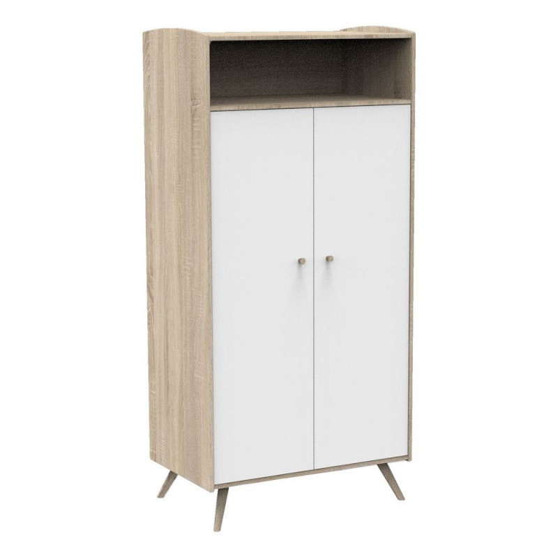 Armoire 2 portes et 1 niche SAUTHON Access Chêne doré/blanc