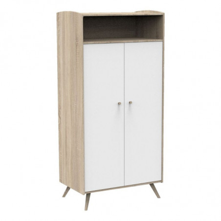 Armoire 2 portes et 1 niche SAUTHON Access Chêne doré/blanc