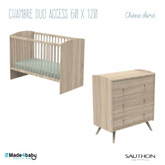 Chambre duo avec lit 60x120 SAUTHON Access Chêne doré