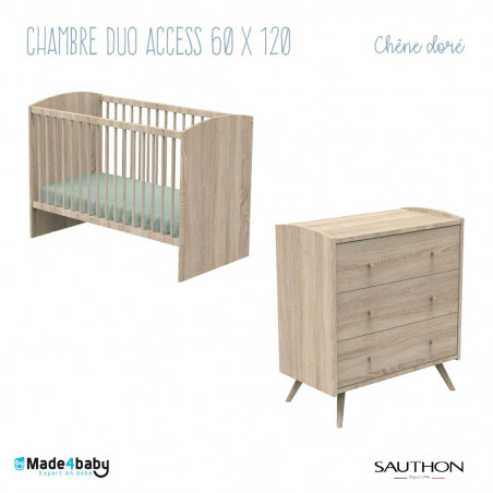 Chambre duo avec lit 60x120 SAUTHON Access Chêne doré