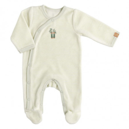 Pyjama naissance à rayure vertes SAUTHON Botanica