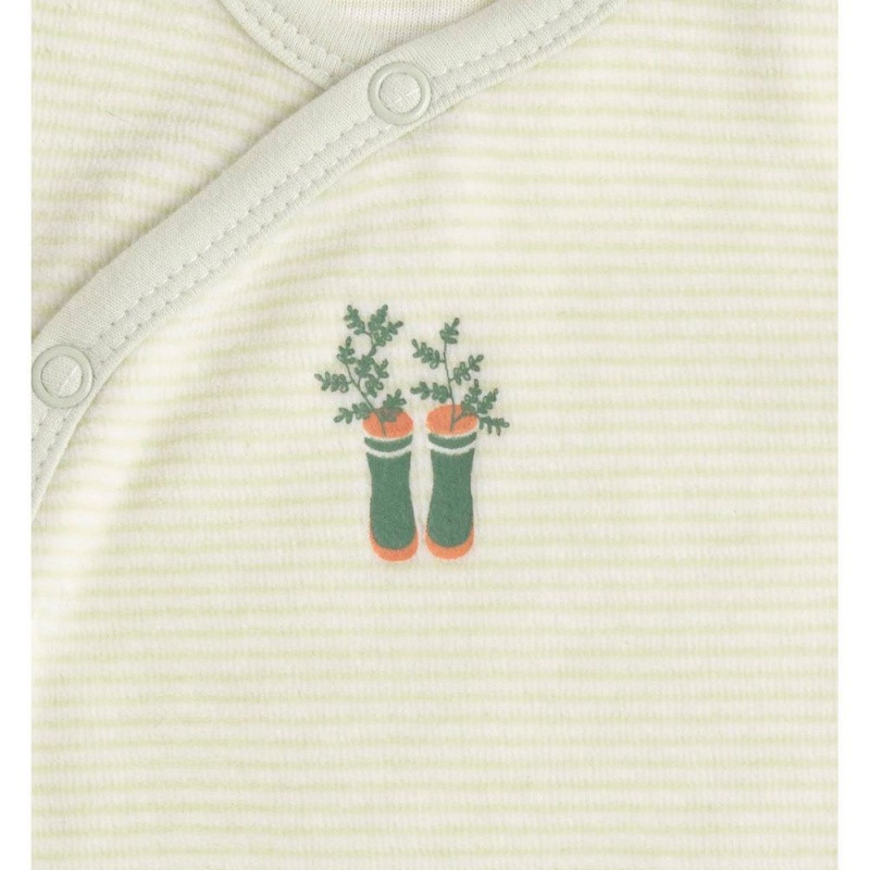 Pyjama naissance à rayure vertes SAUTHON Botanica