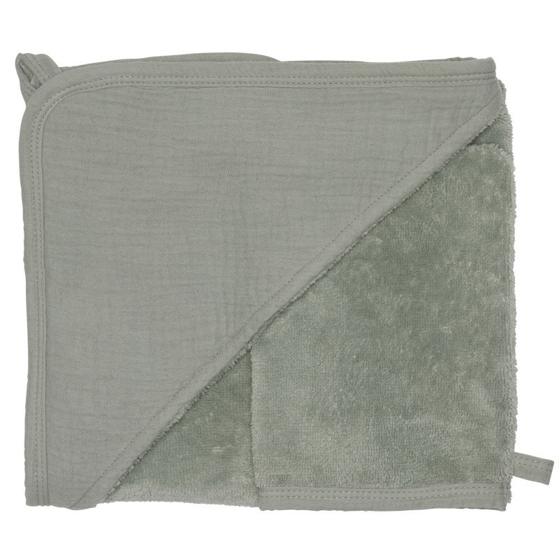 Sortie de bain + gant bambou & gaze BB&CO Mix & Match Vert de gris