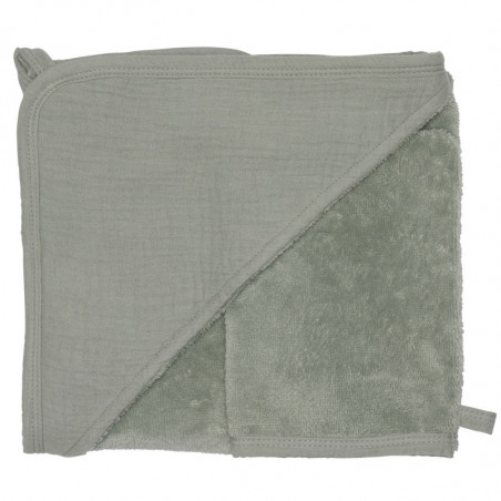 Sortie de bain + gant bambou & gaze BB&CO Mix & Match Vert de gris