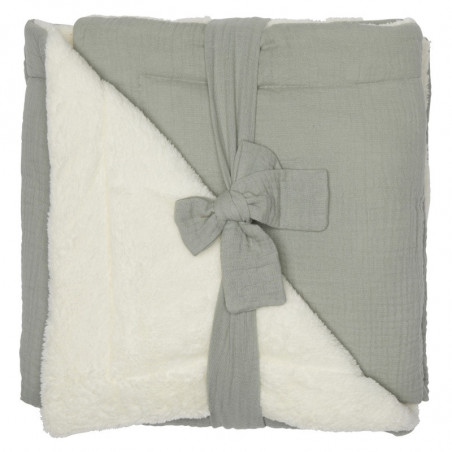 Couverture peluche & gaze 70x100cm BB&CO Mix & Match Vert de gris