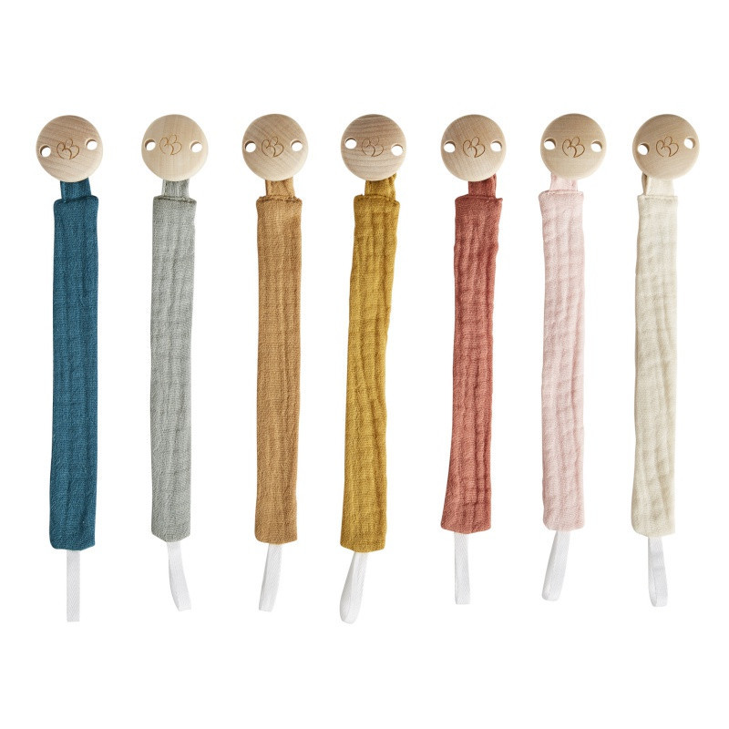 Attache-sucette en gaze de coton BB&CO Vert de gris