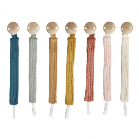 Attache-sucette en gaze de coton BB&CO Vert de gris