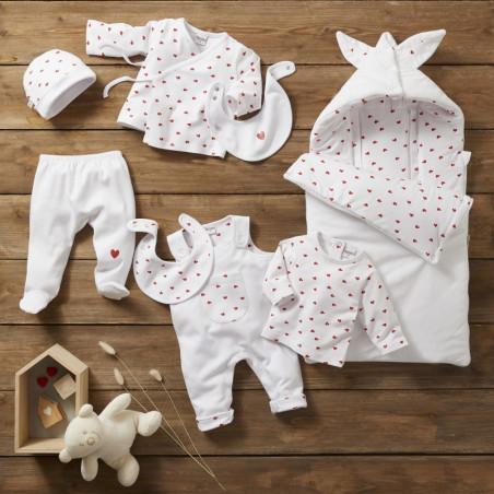 Ensemble tee-shirt + salopette 3m Cœur BB&CO Ma petite layette