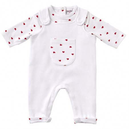 Ensemble tee-shirt + salopette 6m Cœur BB&CO Ma petite layette