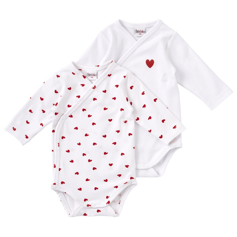 Lot de 2 bodies Coeurs 6m BB&CO Ma petite layette