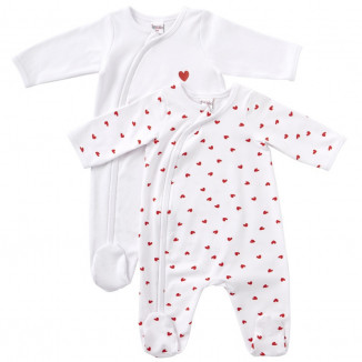 Lot de 2 pyjamas 6m Coeurs BB&CO Ma petite layette