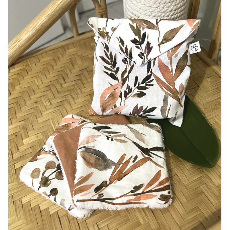 Lot de 5 lingettes lavables + pochette BB&CO Caramel Forest