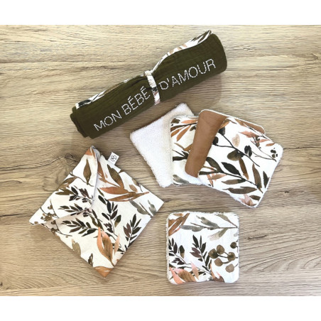 Lot de 5 lingettes lavables + pochette BB&CO Caramel Forest