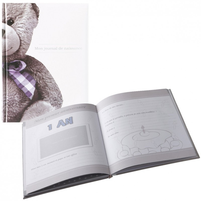 Mon journal de naissance 40 pages DOMIVA Blanc Ourson