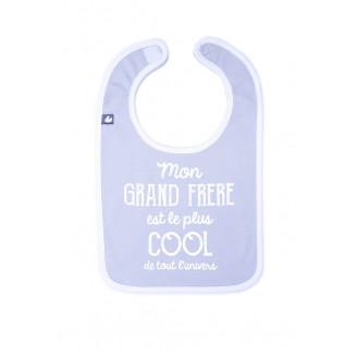 Bavoir "mon grand frere est le plus cool" 0-12m BB&CO Gris clair/Bleu