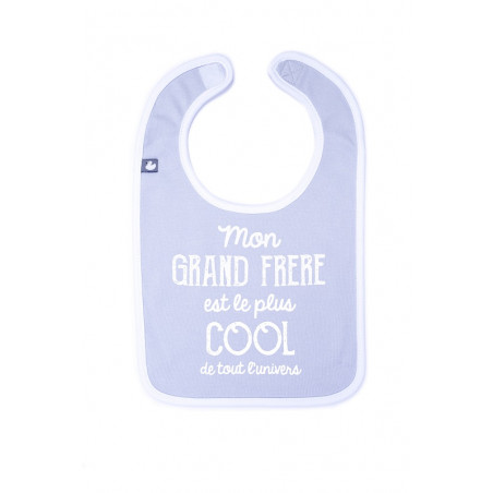 Bavoir "mon grand frere est le plus cool" 0-12m BB&CO Gris clair/Bleu
